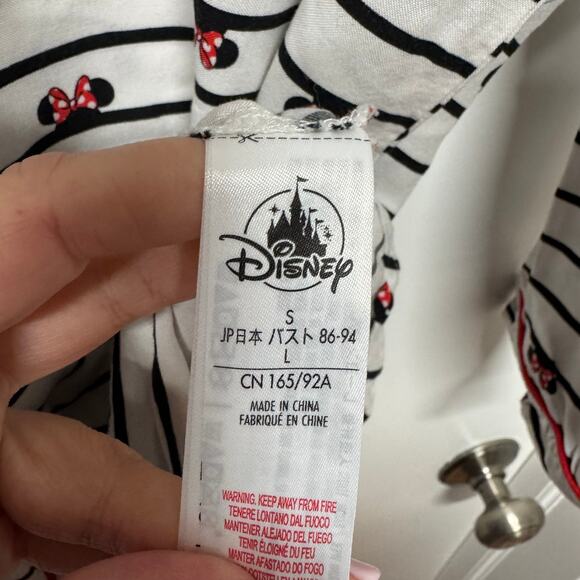 Disney Minnie Mouse Striped Nightshirt Dress Women Size Small Black White Red - Picture 7 of 12
